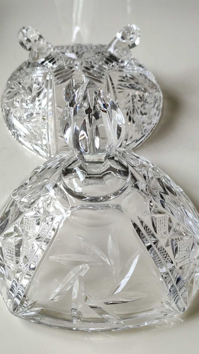 Vintage hexagonal Bohemian crystal bonbonnière/sweetener