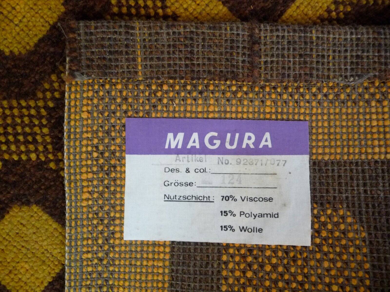 Modernist op-art rug with abstract graphic pattern by Magura, Germany 1960s