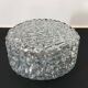 Round ceiling or wall lamp in worked glass. Gray metal support
