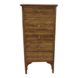 Art Deco chest of drawers in raw wood with 5 drawers.