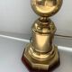 Pair of 2 Vintage Chic Articulated Brass Bakelite Amber Ball Lamps