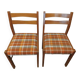 Pair of Vintage Wooden / Orange Fabric Chairs