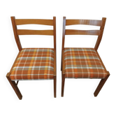 Pair of Vintage Wooden / Orange Fabric Chairs