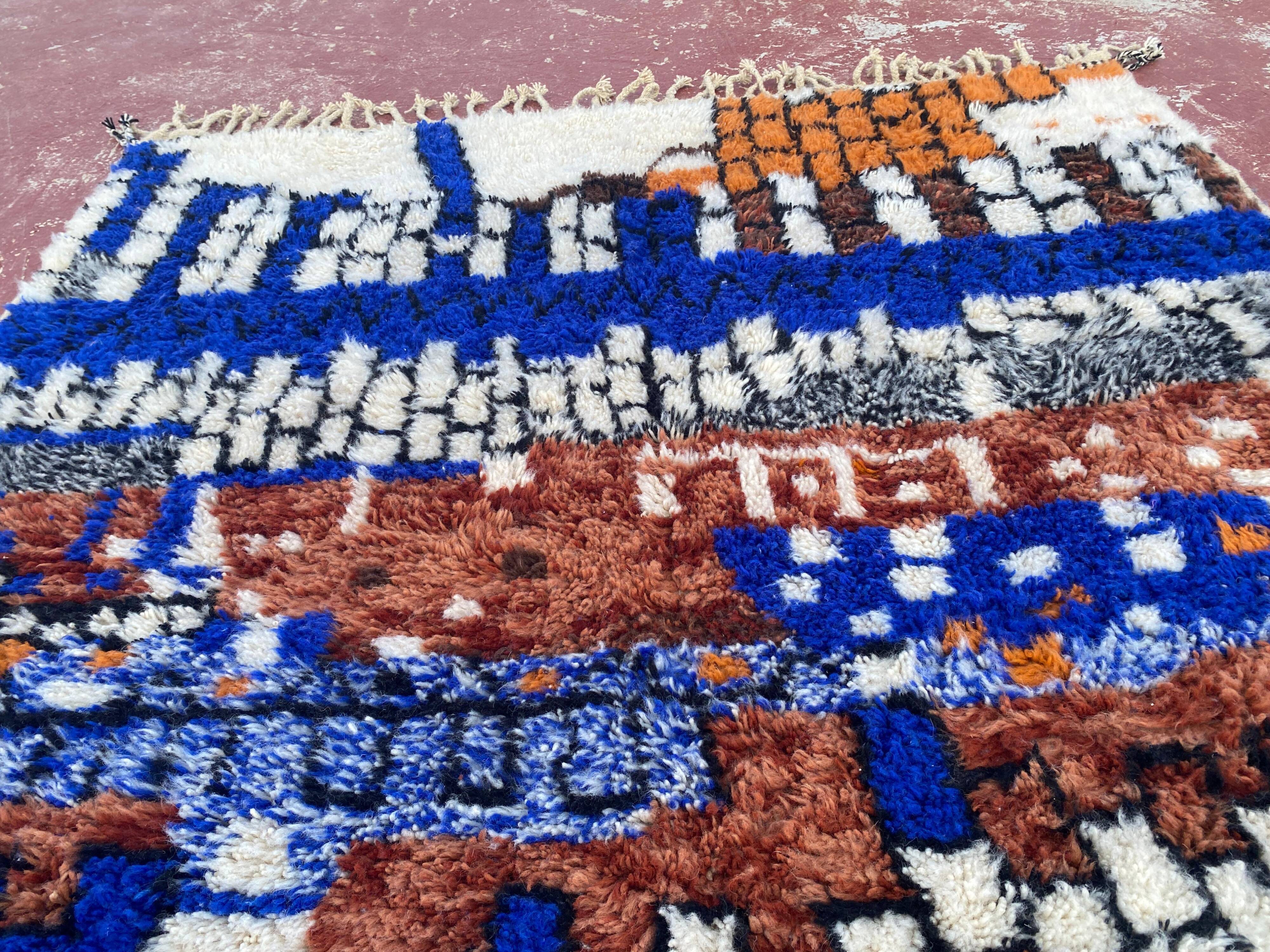 Contemporary multicoloured Berber rug in wool – 300 x 200 cm