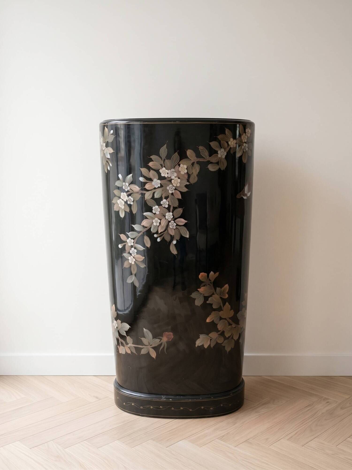 Black and gold lacquered Chinese storage furniture