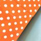 Vinyl storage cube - orange with white polka dots