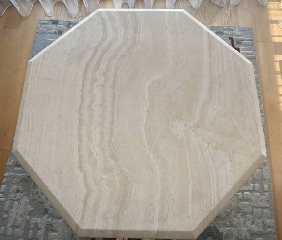 Table octogonale en travertin 130 cm Artelano état neuf