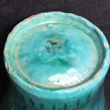 Enamelled ceramic vase, with a flaming blue-green décor