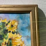 Painting bouquet of sunflowers oil on canvas