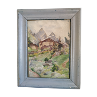 Old mountain landscape watercolor by Roy?