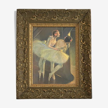 Tableau pastel intitulé « concours de danse » par Charles Bernard 1933