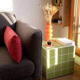 Cube-Side table-Bedside table-Tile-Ceramic-Green-Glossy