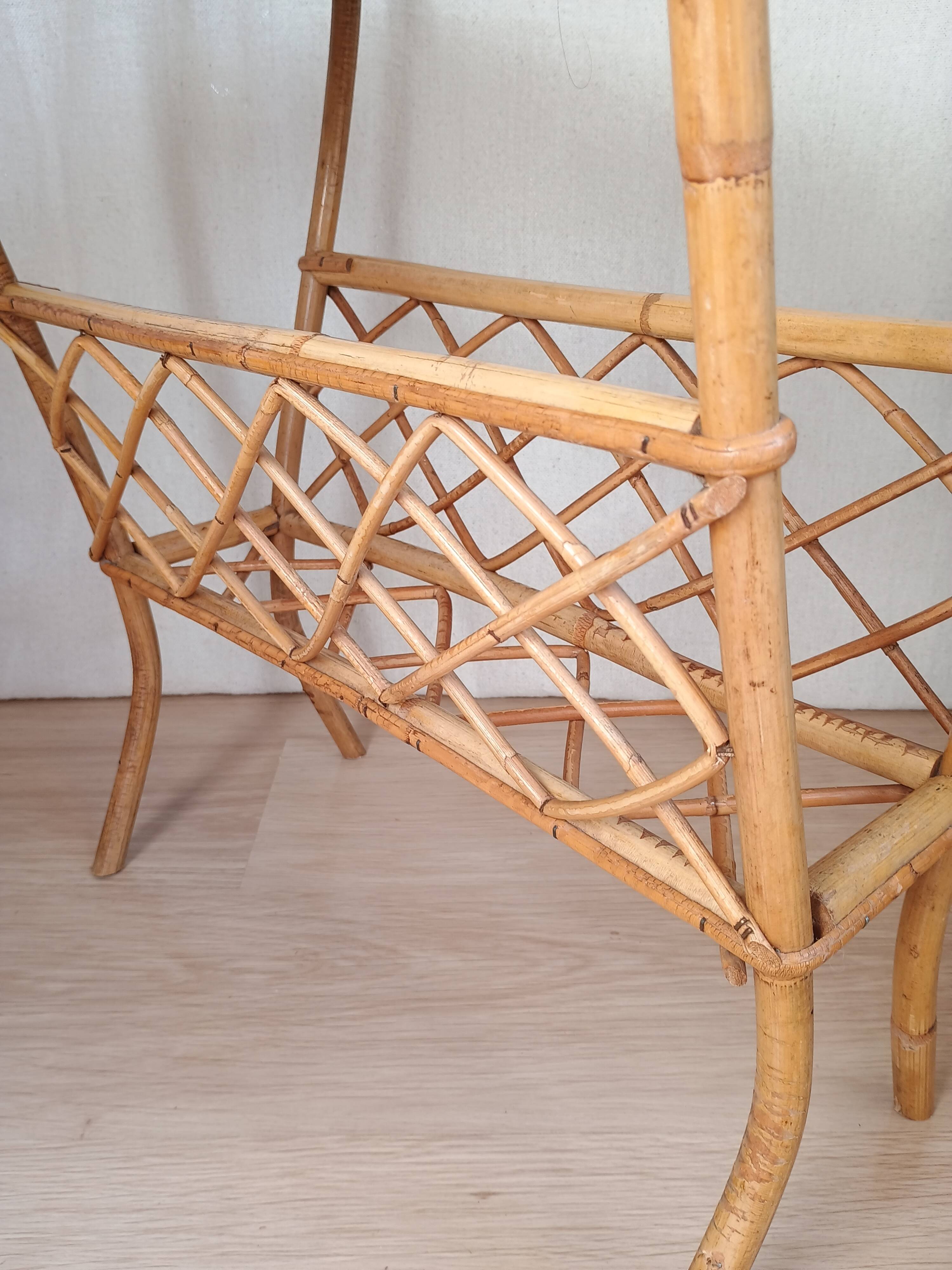 Vintage rattan magazine rack