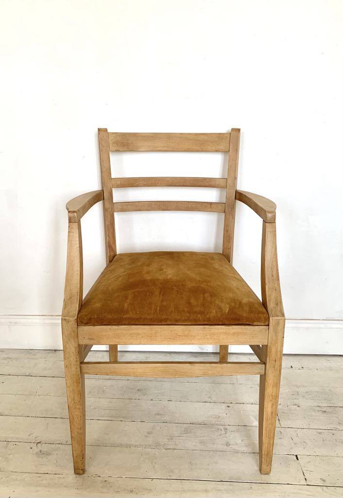 Art Deco armchair with mustard velvet seat