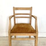 Art Deco armchair with mustard velvet seat