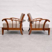 Pair of solid cherry wood armchairs, Austria 1940s