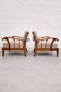 Pair of solid cherry wood armchairs, Austria 1940s