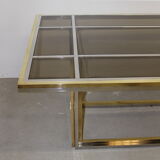 Dining table in chrome-plated steel and brass by Romeo Rega circa 1970