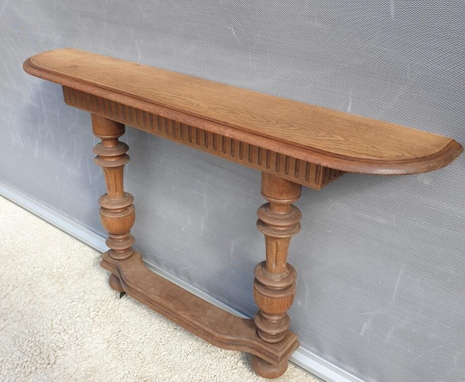 Neoclassical solid oak console with columns