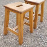 Pair of wooden stools from Gare 1950s