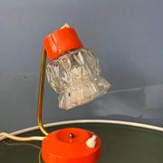 Lampe de bureau orange avec abat-jour en cristal transparent