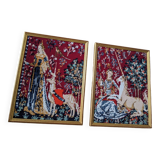Lot 2 tableau point croix canva Dame à la licorne