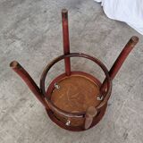 Vintage Irish Pub Stool: Green Leather Seat, Bentwood Thonet Style