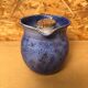 Old Vintage Blue Enamelled Terracotta Carafe Refresher Pitcher