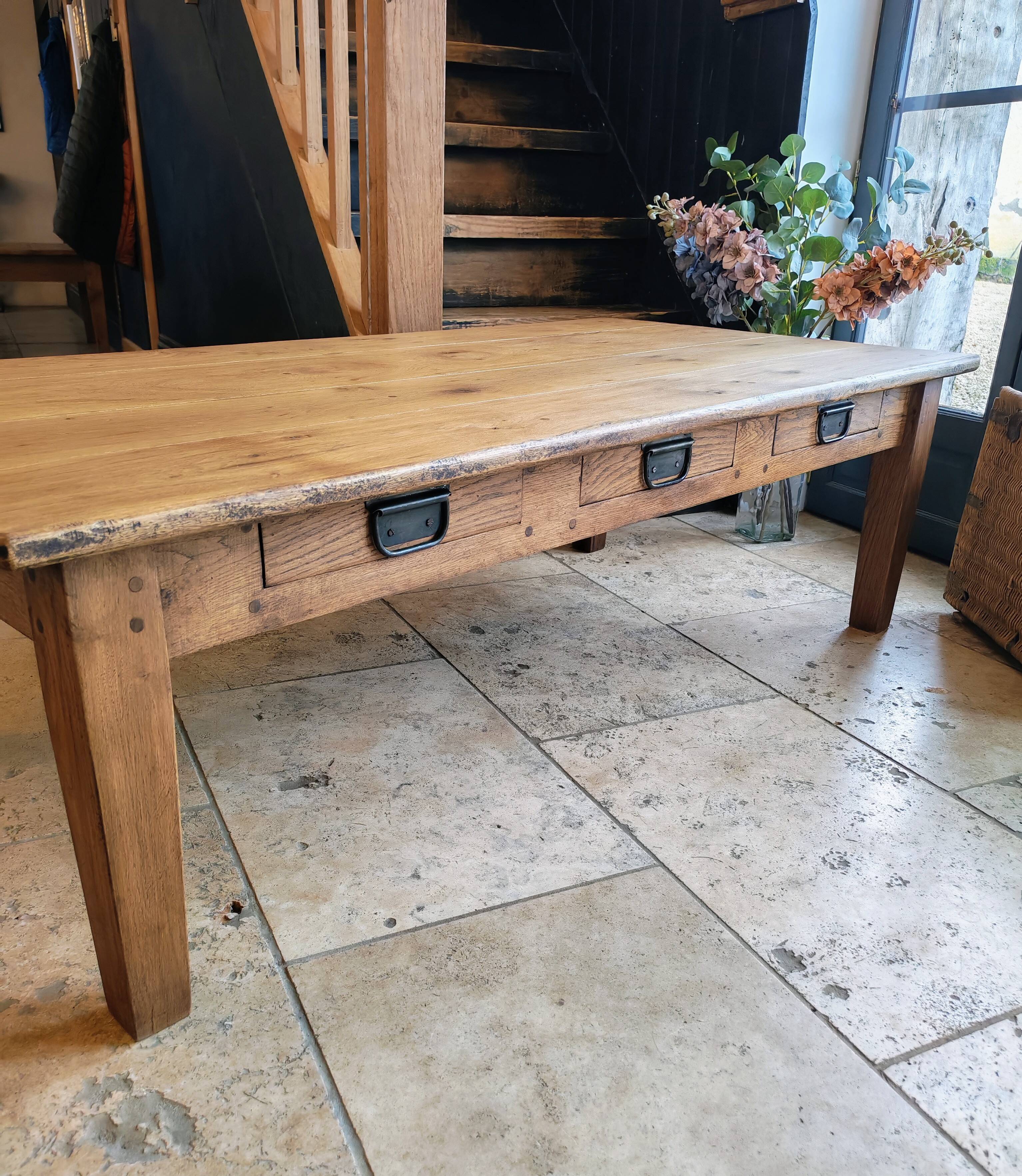 Solid oak coffee table