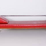 Red leather sofa made by Robert Slezak in 1930s Czechia. Bauhaus design