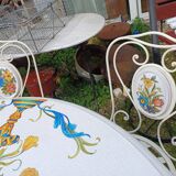 Garden furniture. Wrought iron and ceramic. Italian handcrafted.