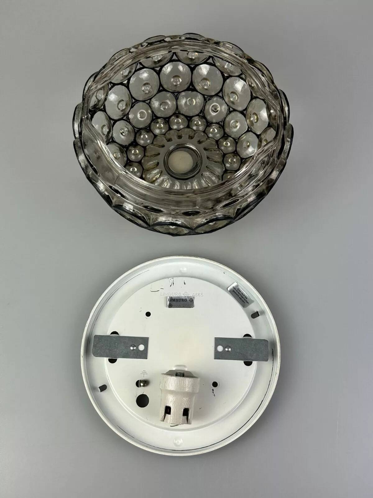 Ceiling light from the 60s and 70s Glashütte Limburg Germany glass & metal