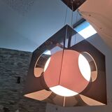 Suspended lamp design in smoked plexiglass from the 1990s.