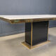 Vintage white marble and brass dining table, 1970s