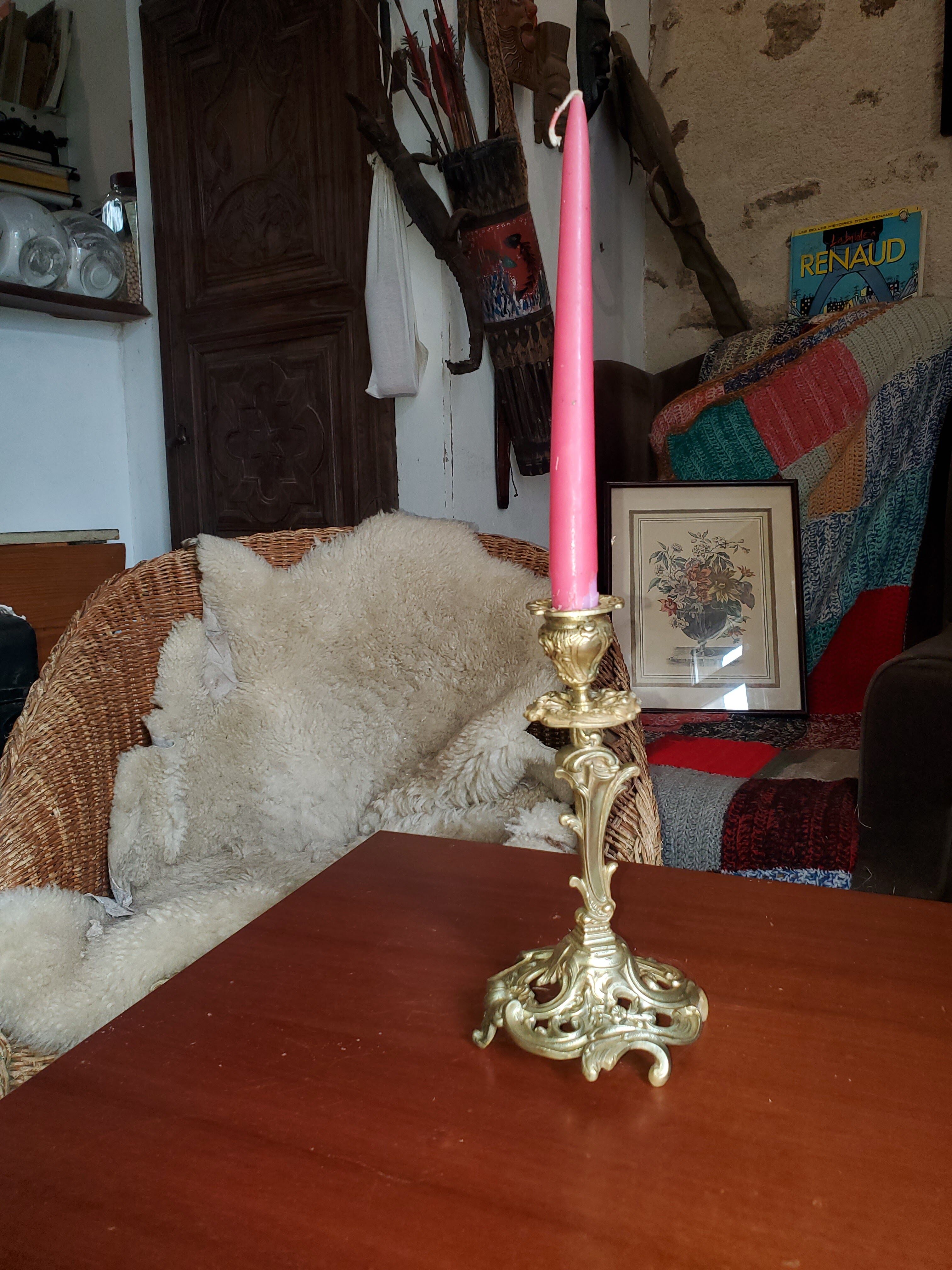 Gold bronze candle holder