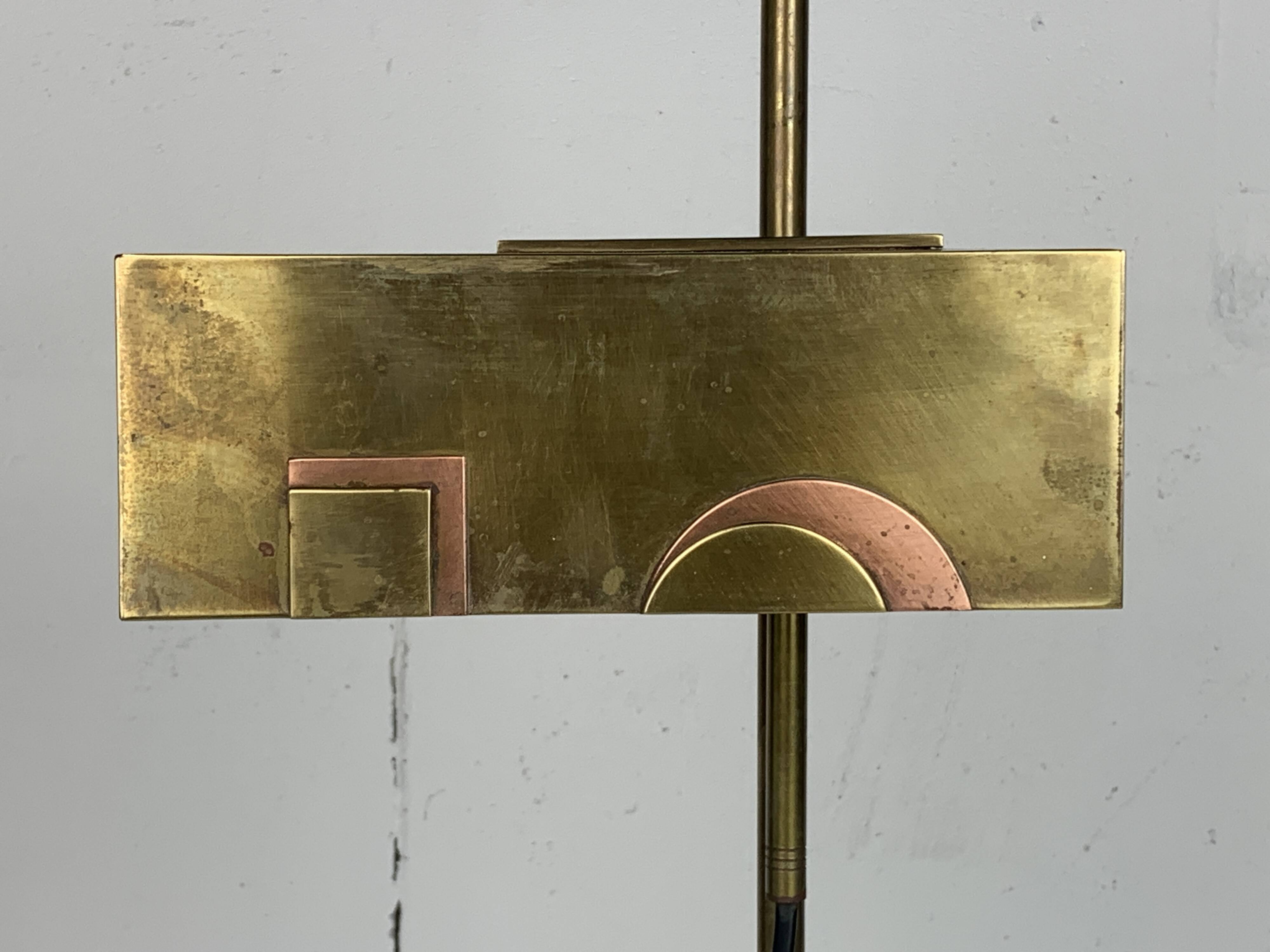 Brass Bauhaus Art Deco architectural Marcel Breuer style desk or table lamp