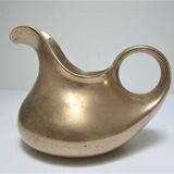 Stylized sculptural solid brass vase with handle