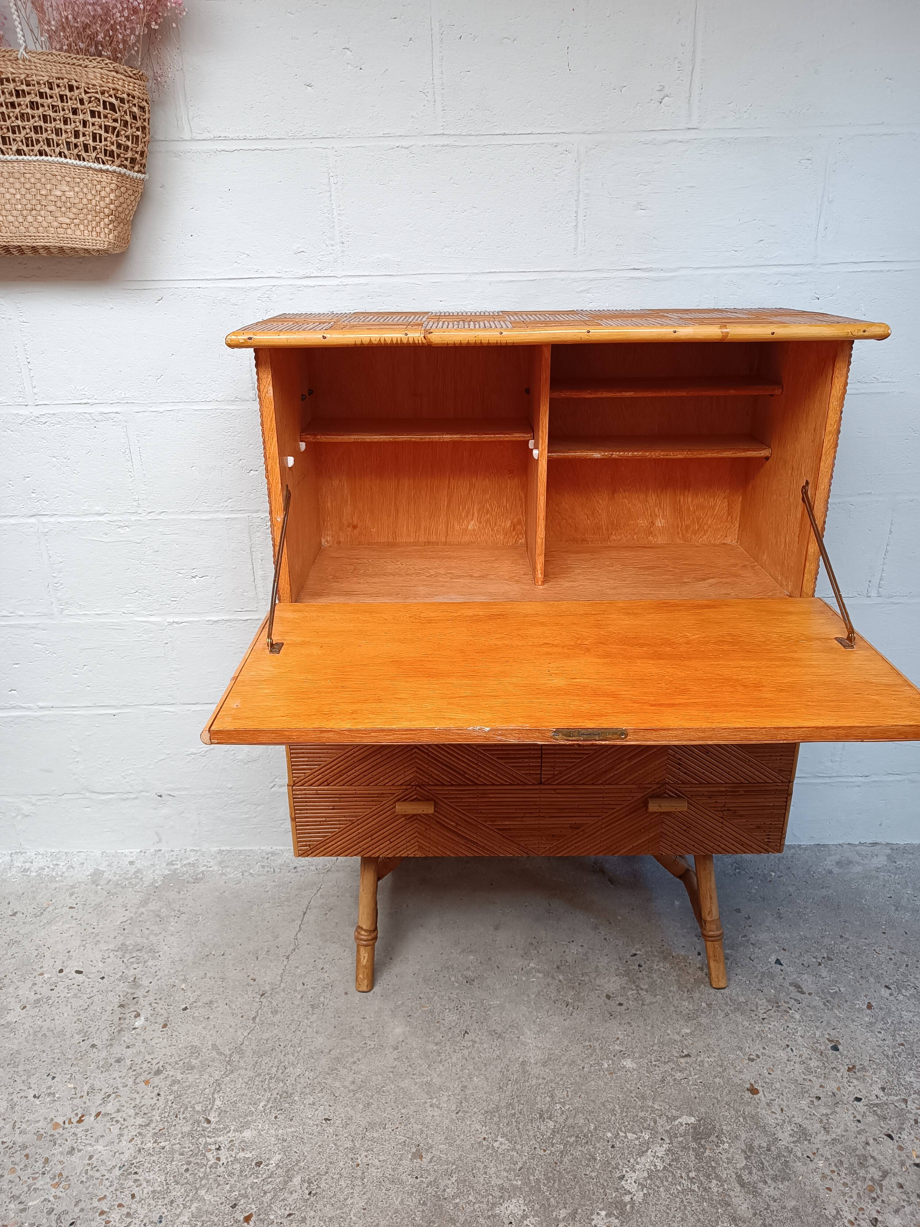Bamboo and rattan secretary 50s / 60s