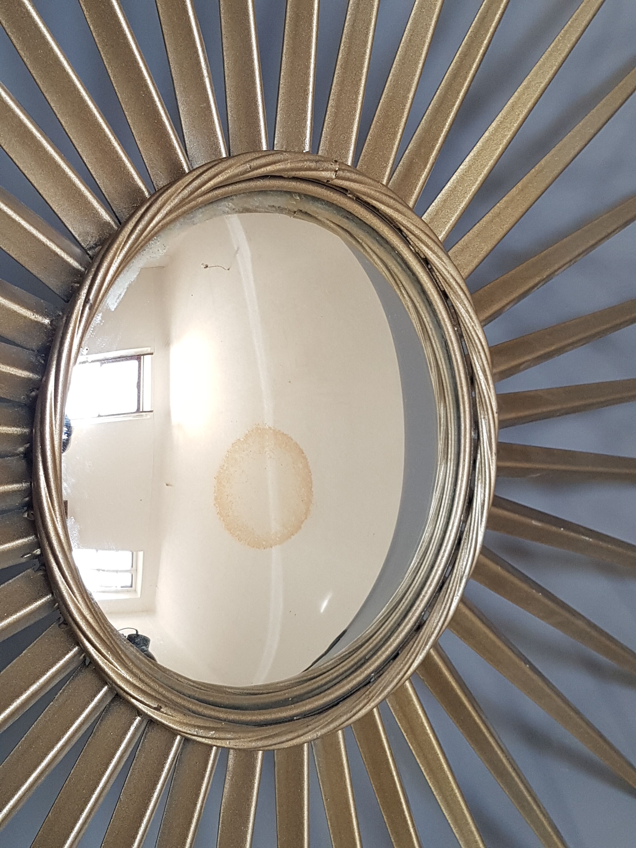 Mirror sun with witch's eye, silver color diameter 70 cm