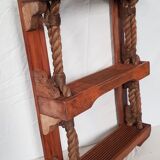Boat shelf 3 levels in wood and rope