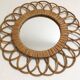 Miroir marguerite en rotin vintage