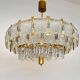 Pair of two XXL large brass and glass chandeliers by Kamenicky Senov/Preciosa, 1970s