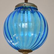 Charmante suspension vintage en verre bleu de Murano, 1960