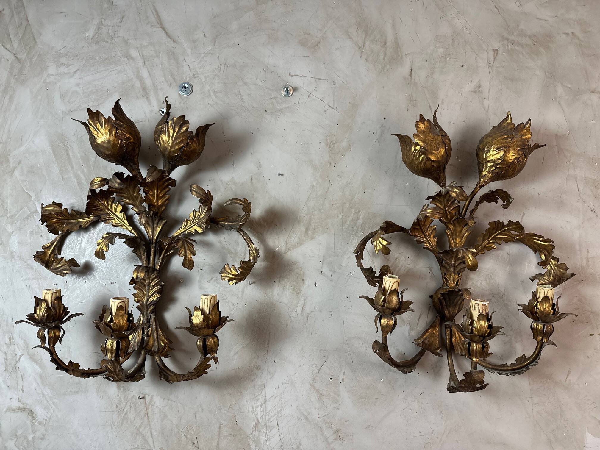 Pair of brass wall lights