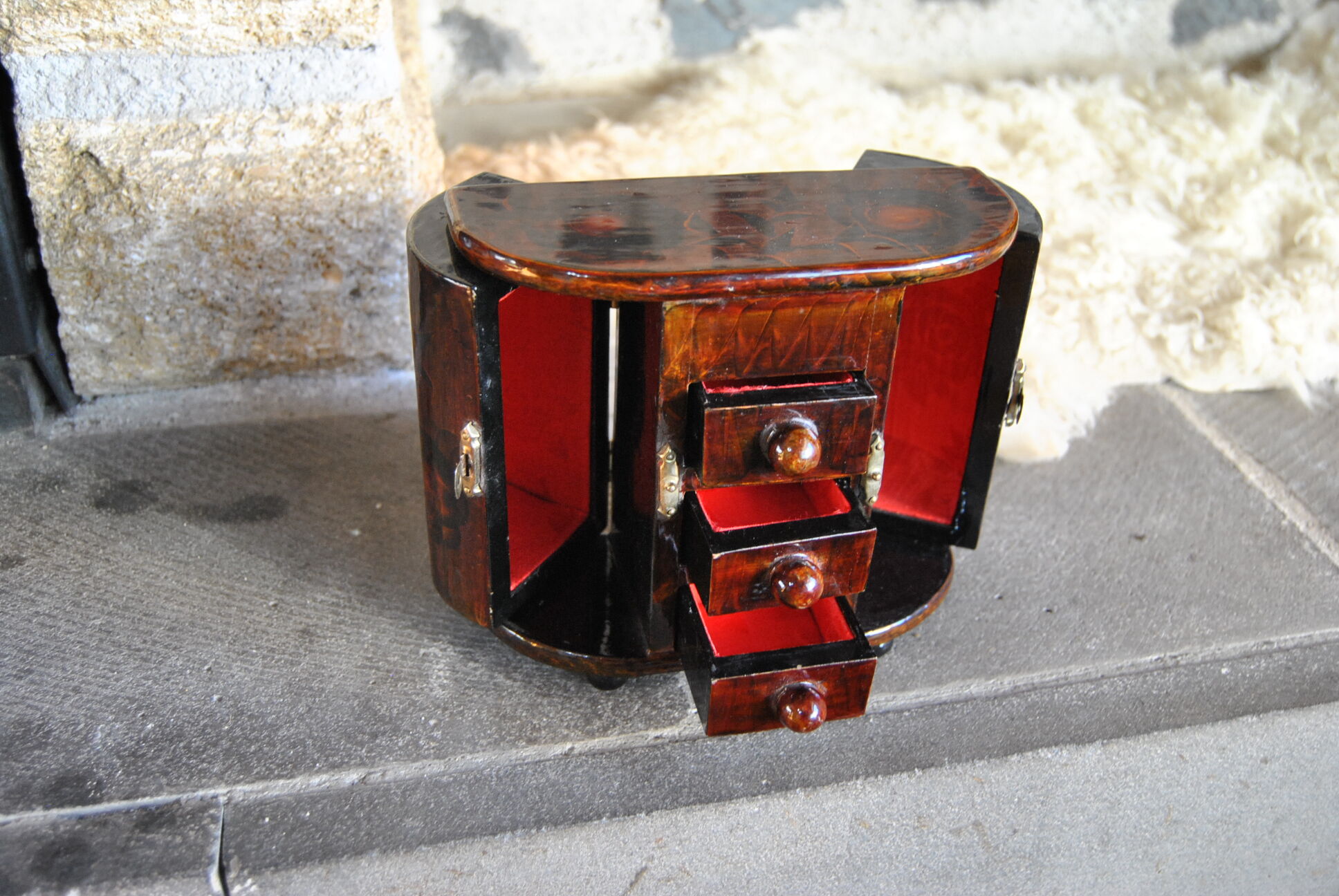 Woodworker's jewelry box mahogany tint 70s/80s