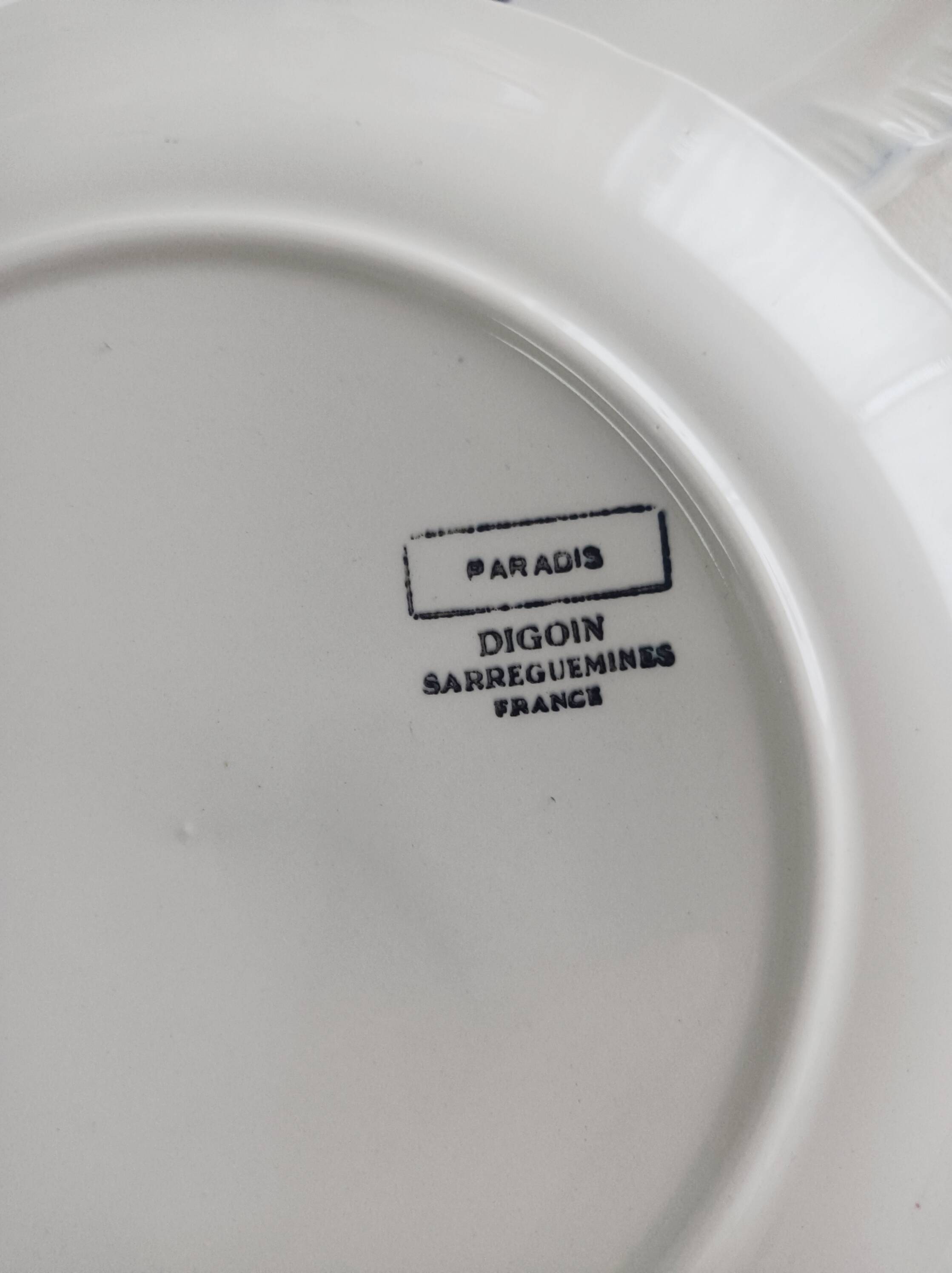 Set of 3 Digoin Sarreguemines Paradis dessert plates