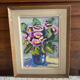 Painting on panel flowers in a vase.