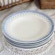 6 vintage ivory ironstone deep plates - Blue pattern