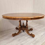 Napoleon III era pedestal table in burr walnut