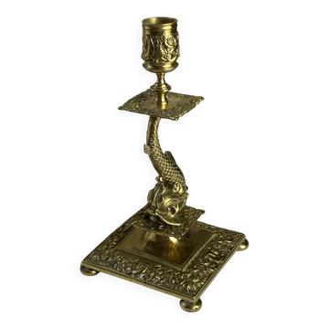 Bougeoir poisson en bronze